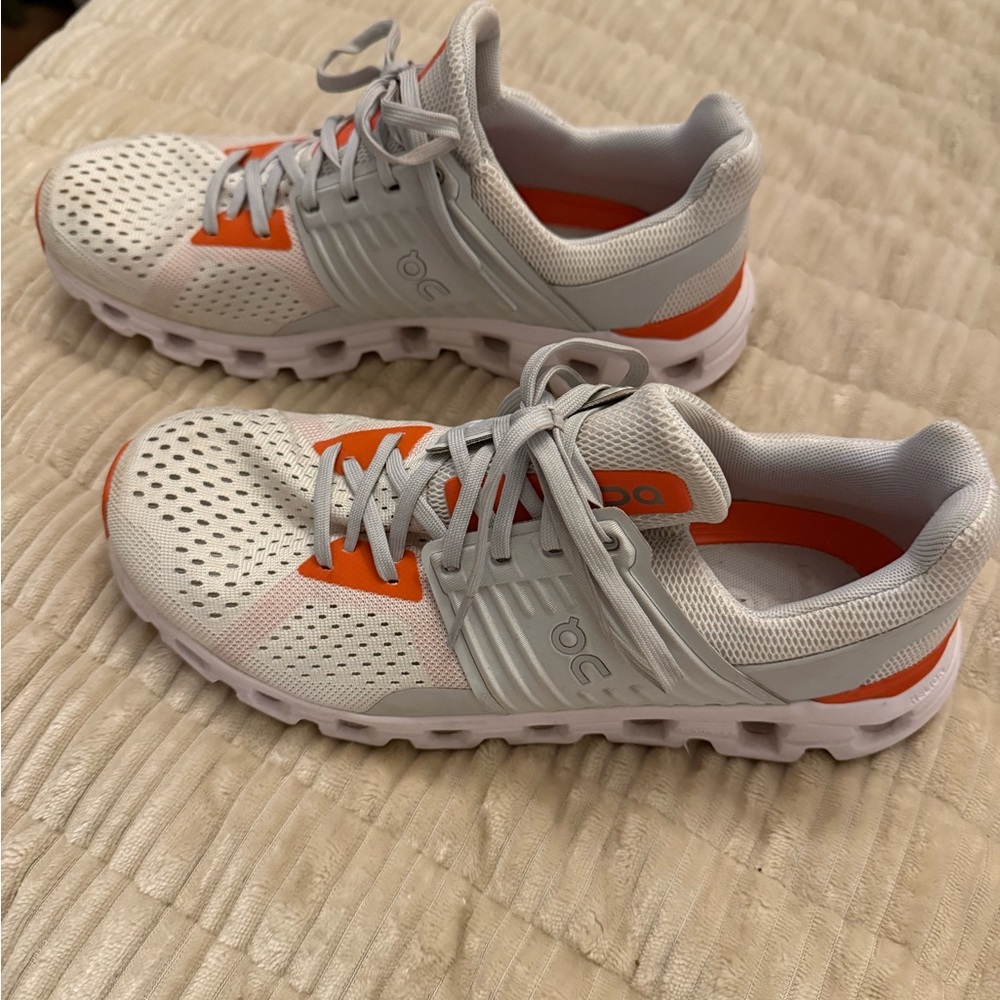 On Running Cloud Sneakers in White and Orange